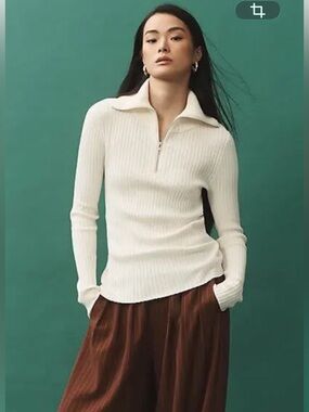 NWT Anthropologie size S Ribbed Half-Zip Sweater - Cream